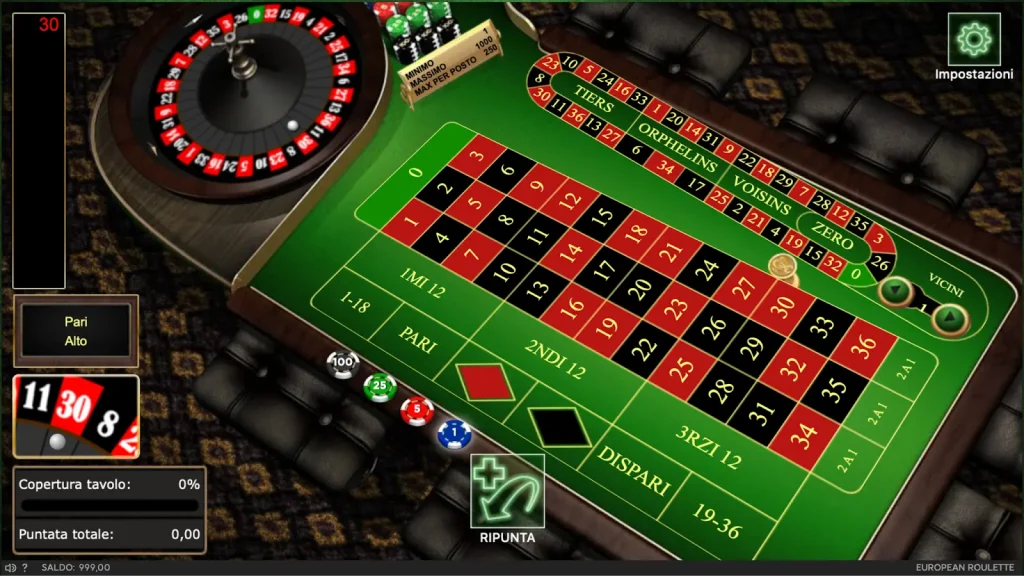 Esempio di gioco nella roulette online