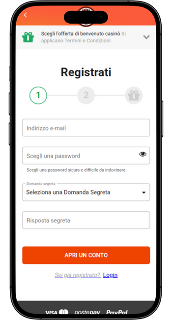 Clicca sul link di registrazione