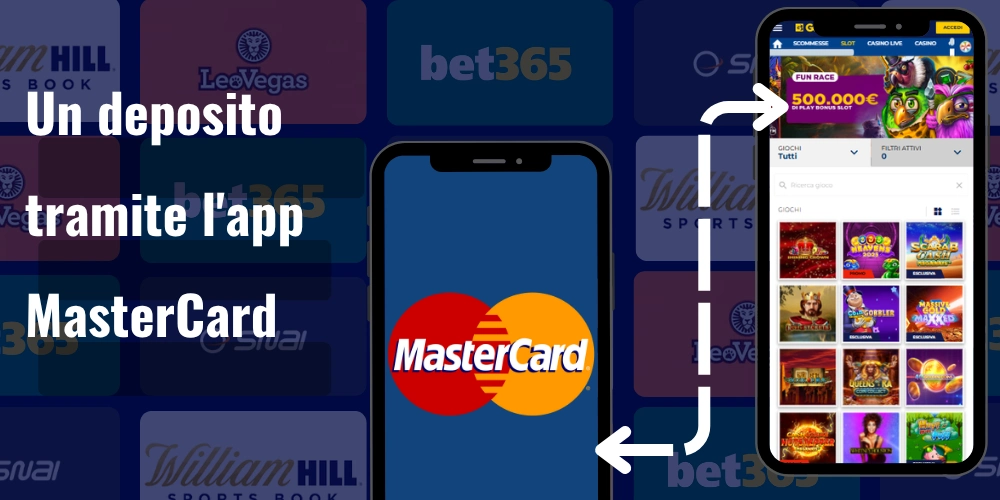 un deposito tramite l'app mastercard