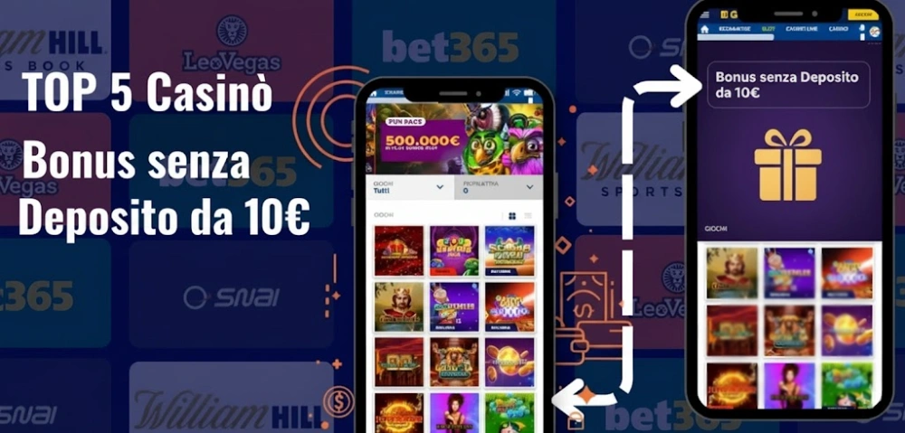 TOP 5 Casinò Bonus Senza Deposito da 10€