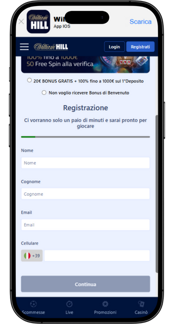 Come Registrarsi su William Hill