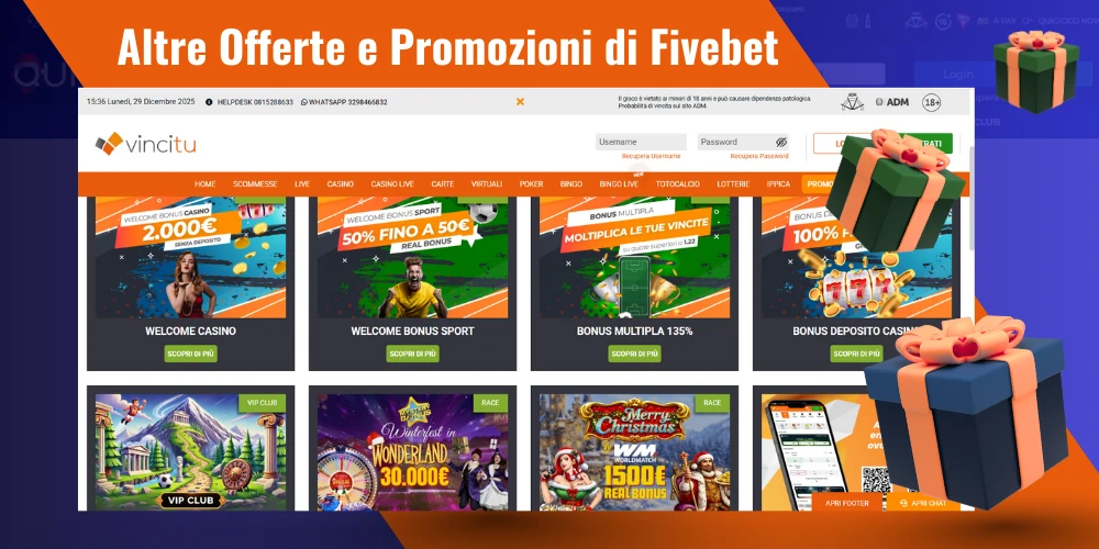 Altre Offerte e Promozioni di Fivebet Casino
