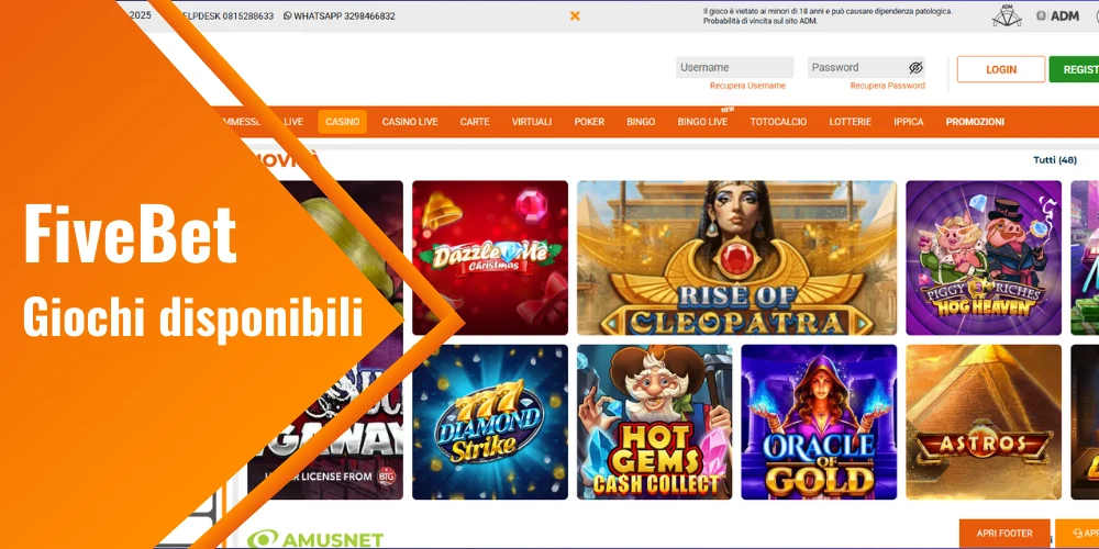 Giochi Disponibili su FiveBet