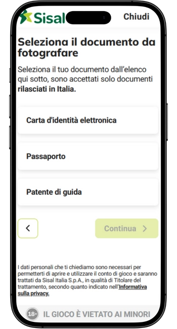 Scegli il tipo di documento