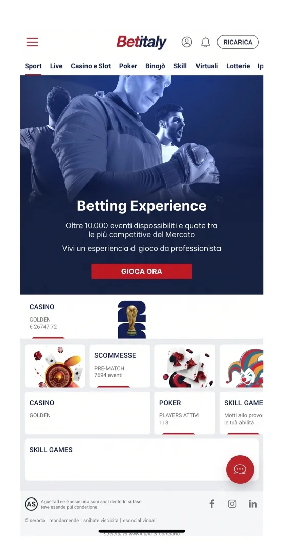 Accedete al conto gioco del sito di scommesse