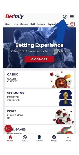 Accedere al conto di gioco