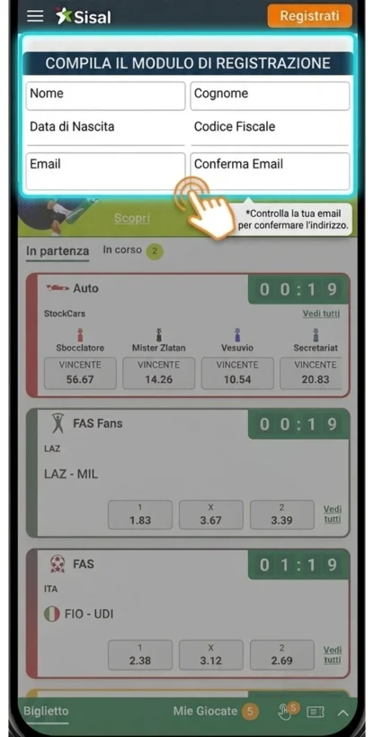 Compilate il modulo di registrazione