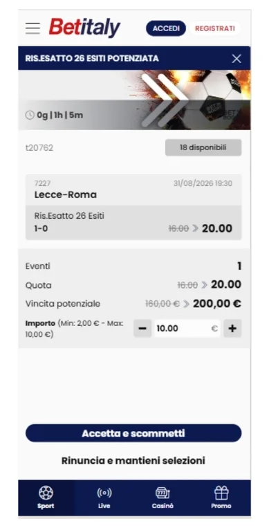Completa i requisiti di puntata richiesti
