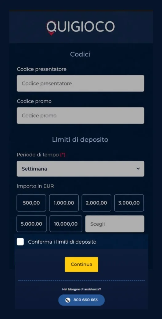 Completare la registrazione Quigioco.it