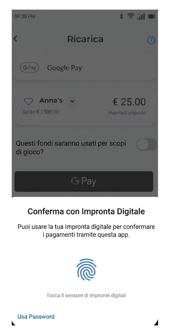 Confermate l'operazione tramite l'app Google Wallet