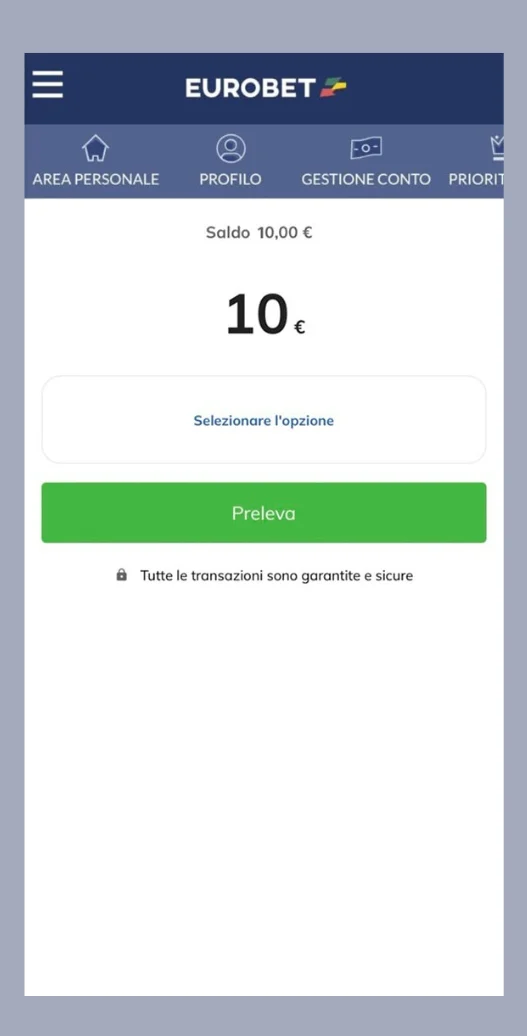 Confermi l'importo e completi il deposito