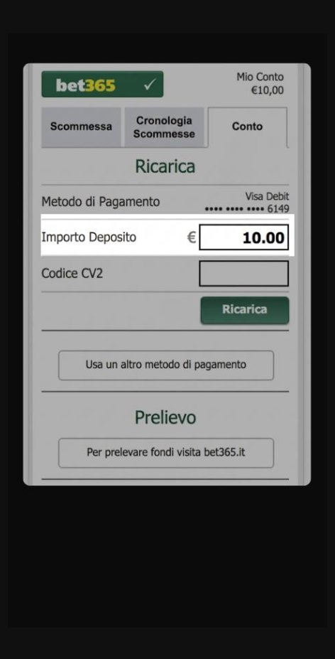 Digitate l'importo desiderato