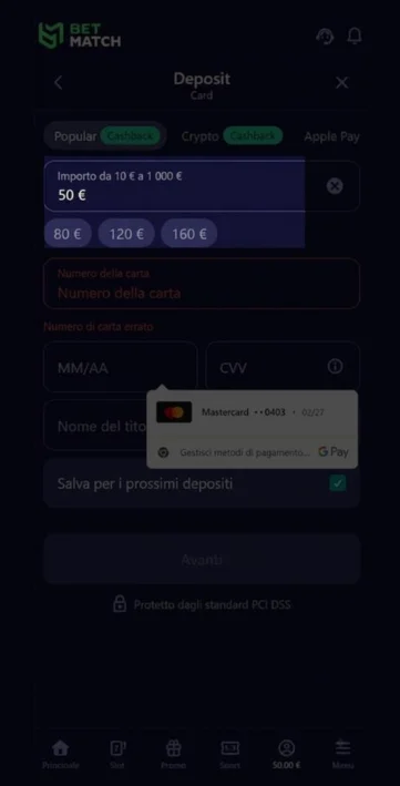 Indicare l’importo di denaro da versare