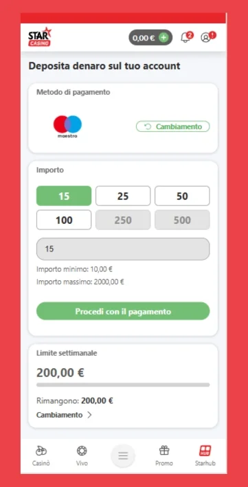 Inserimento dell'importo