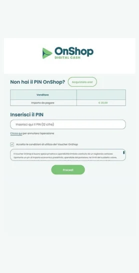 Inserite il PIN OnShop
