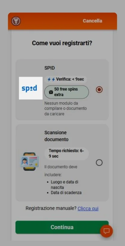Registrazione con SPID