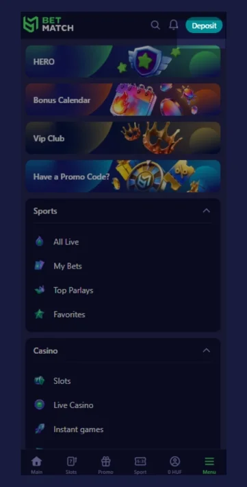 Aprire la sezione Cassa o Deposita dal menu utente