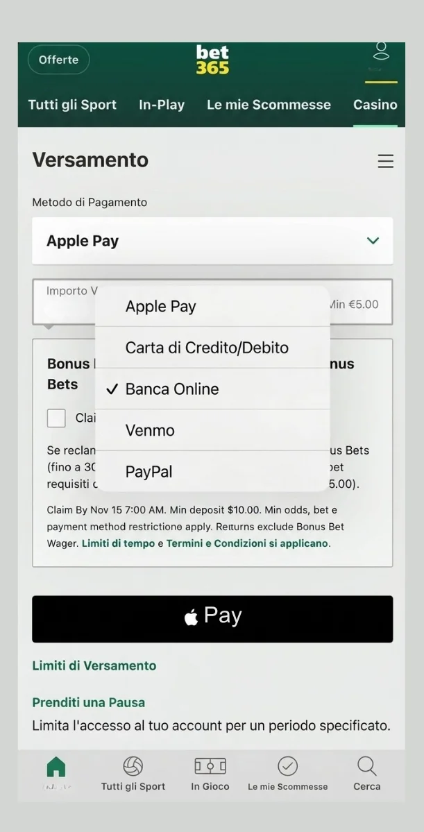 Sezione cassa apple pay