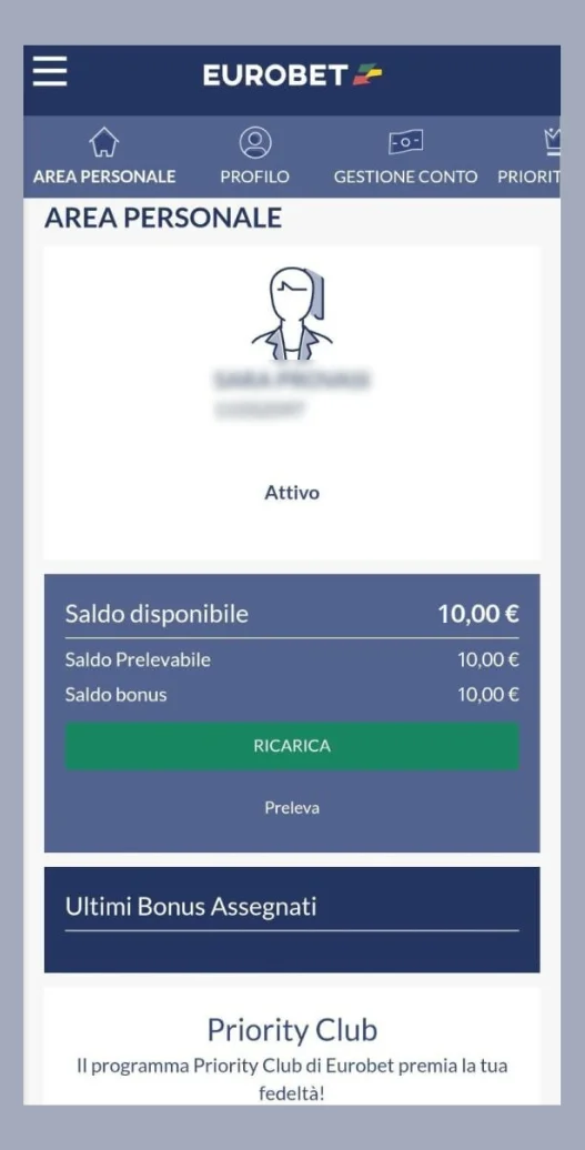 Verifichi l'accredito e inizi a scommettere