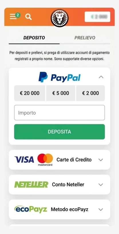 Deposito Leo Vegas